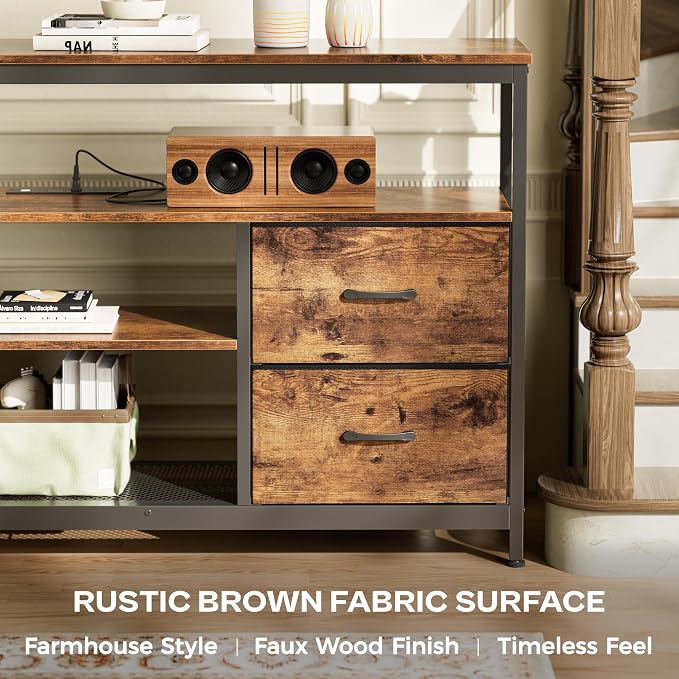 Huuger TV Stand Dresser with Power Outlets and LED Lights, 4 Drawers - Image 6