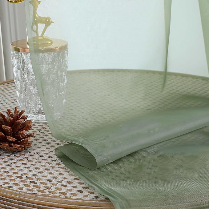 OWENIE Sage Green Sheer Curtains 120 Inches Long 2 Panels Set, Airy Lightweight - Image 7