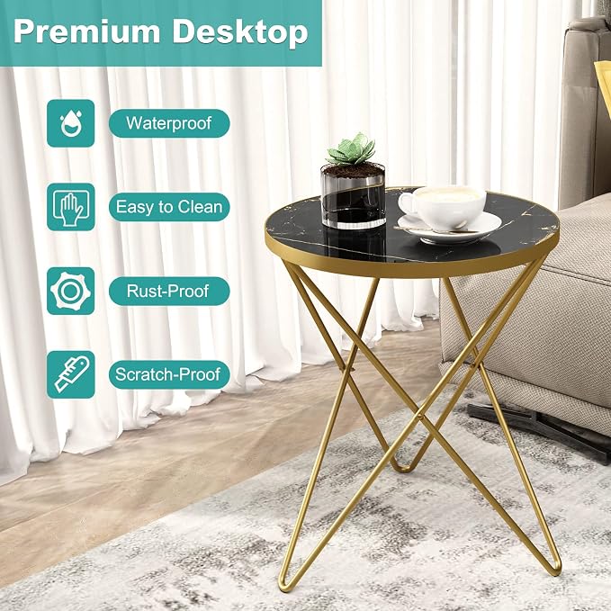 HLR Modern Round Side Table Set of 2, End Table - Image 6