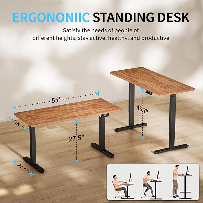 BIZUM Electric Standing Desk, 55x24 inches Height Adjustable Desk, Sit to Stand - Image 2