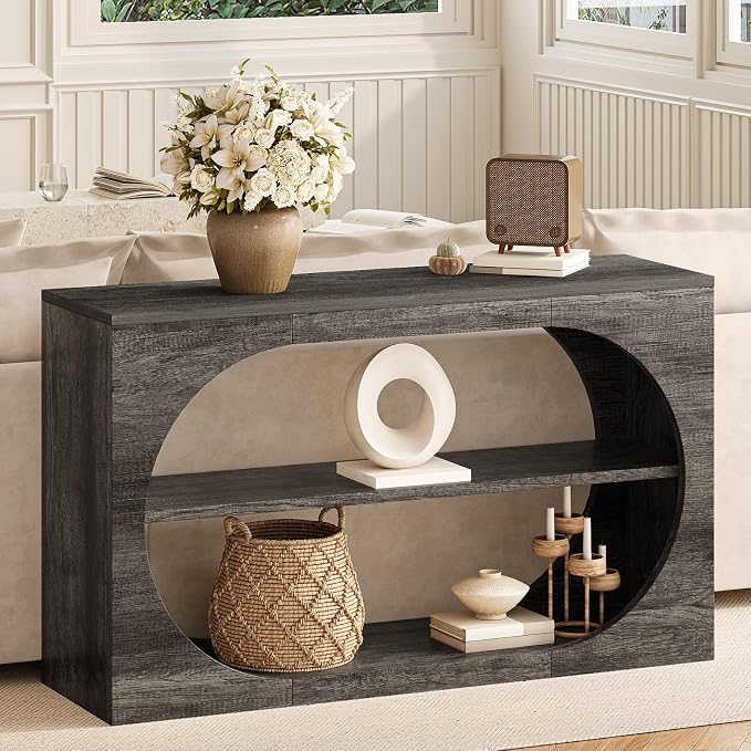 Console Table, 55-Inch Entryway Tables 3-Tier Wood Narrow Sofa Tables by Tarnorci