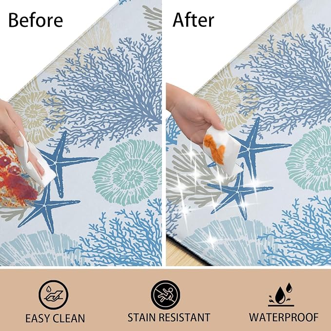Tritard Coastal Beach Theme Kitchen Mats Rugs Set of 2 Anti Fatigue Kitchen Mats - Image 5