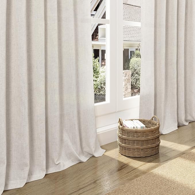 Nanspring Pearl White Linen Curtains 63 Inch Length - Image 5