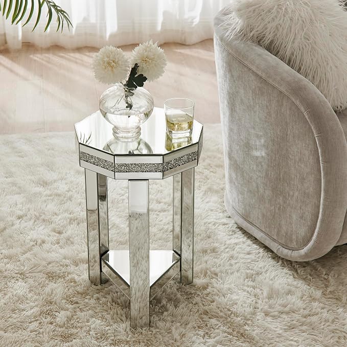 Mirrored Octagon End Table - Image 4