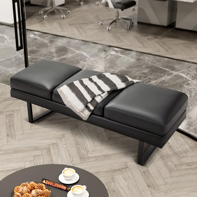 Furmax Waiting Room Chairs Faux Leather Office Guest Chair, 59.6 Inches - Image 5
