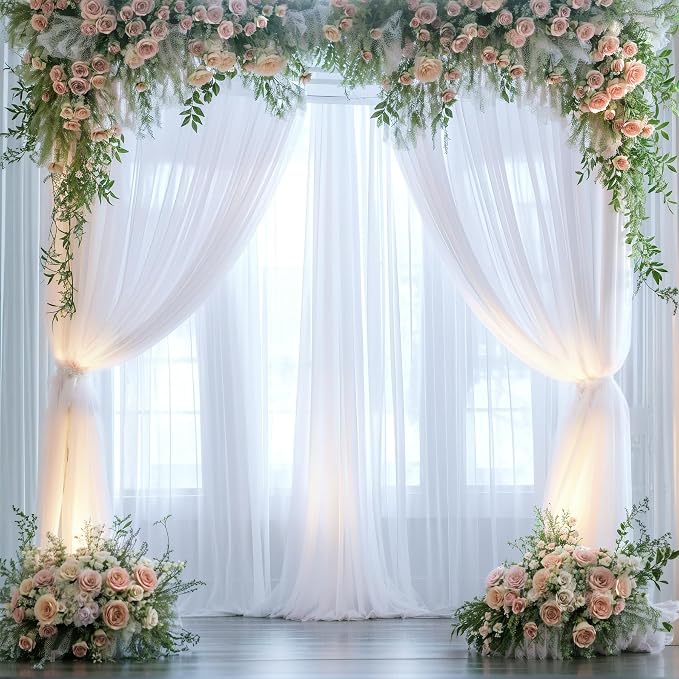 White Sheer Tulle Backdrop Curtains - Image 6