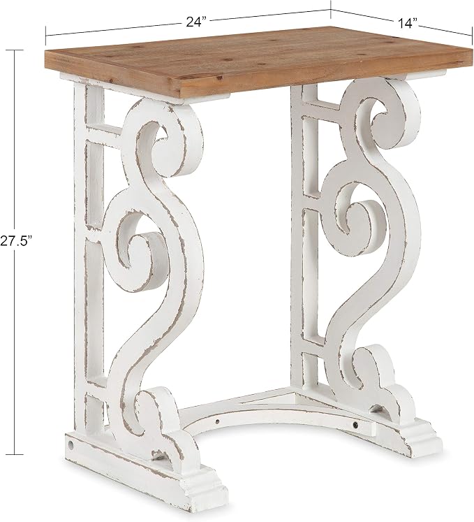 Kate and Laurel Wyldwood Rustic French Solid Wood Side Table, Chic Farmhouse - Image 3
