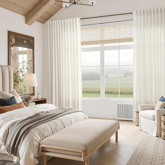 Nanspring Natural Linen Curtains 63 Inch Length - Image 7