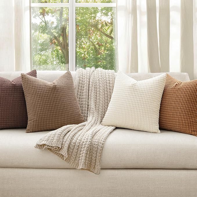 MIULEE Modern Farmhouse Decorative Lumbar Pillow Covers 20x20 Inch Set of 4 - Image 4