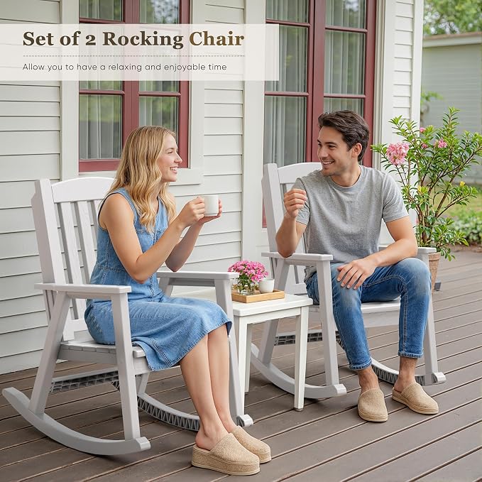 Greesum Set of 2 Outdoor Rocking Chair, Rust-Proof & UV-Resistant, Comfortable - Image 5