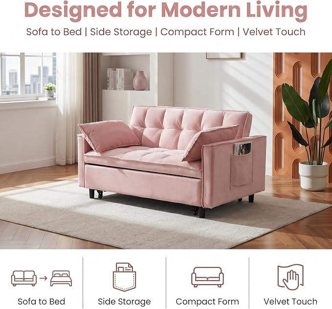 3 in 1 Convertible Sofa Bed, Loveseat Sleeper Sofa - Image 6
