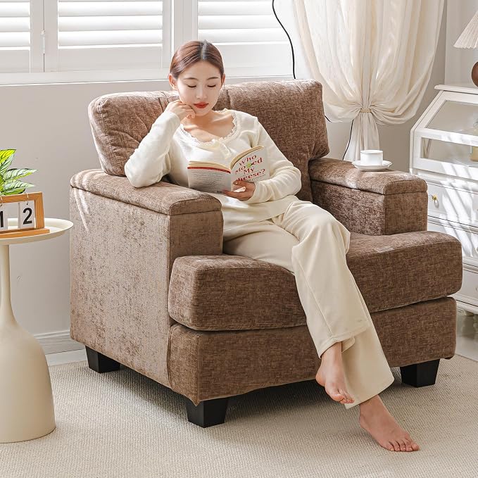 Oversized Accent Chair with Armrest Organizer, Living Room Chairs with 7.8'' - Image 3