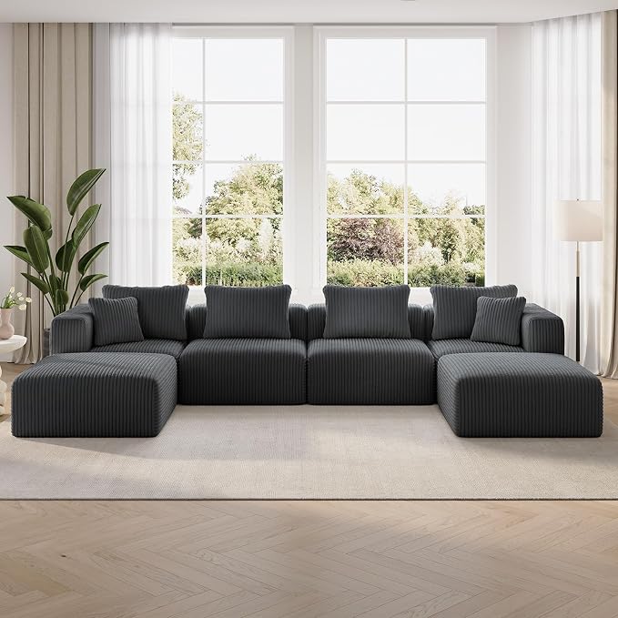 Novilla 141" Modular Sectional Sofa, Modern Cloud Sectional Couch by Novilla