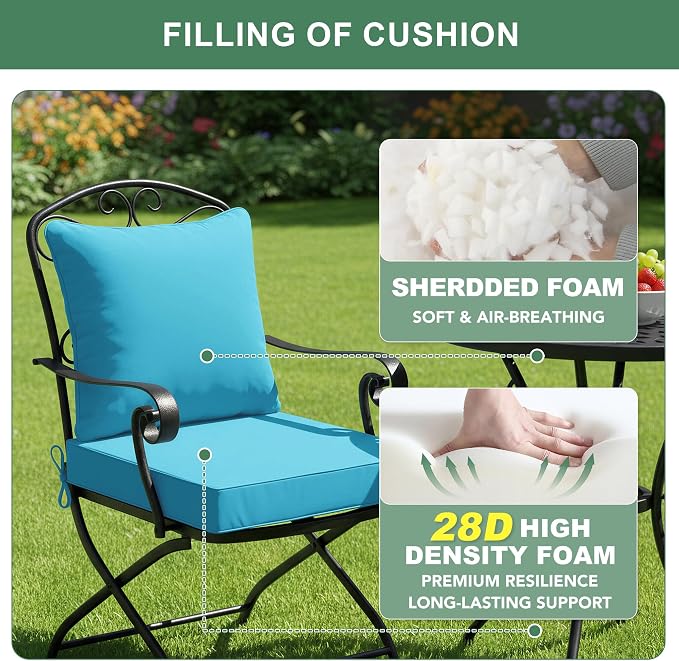 Summsun Outdoor Backrest and Deep Seat Cushion Set, Waterproof Fade Resistant - Image 4