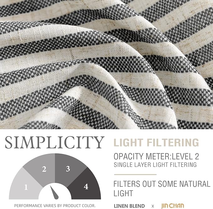 jinchan Valance Curtain Linen Textured Striped Window Curtain - Image 8