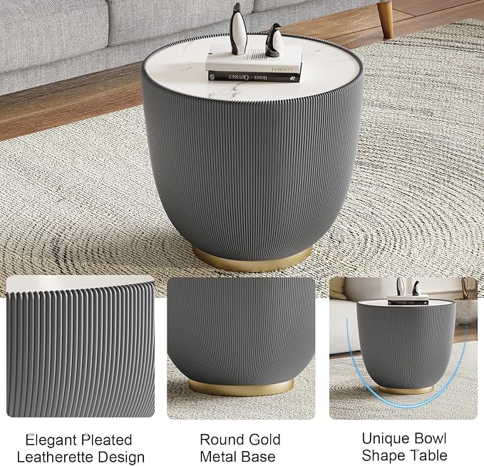SSLine Bowl-Shape Coffee Table Set of 2 Modern Sintered Stone Top Nesting - Image 5