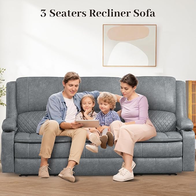 Yolsali 3-Seater Recliner Sofa, Manual Reclining Couch - Image 8