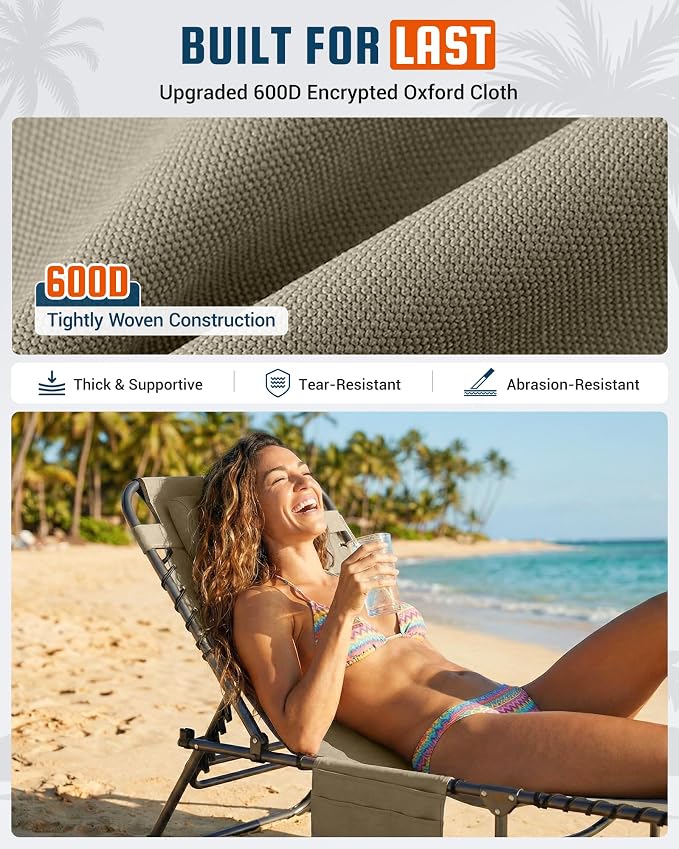 KingCamp Lounge Chair Outdoor, 400LBS Tanning Chairs - Image 6