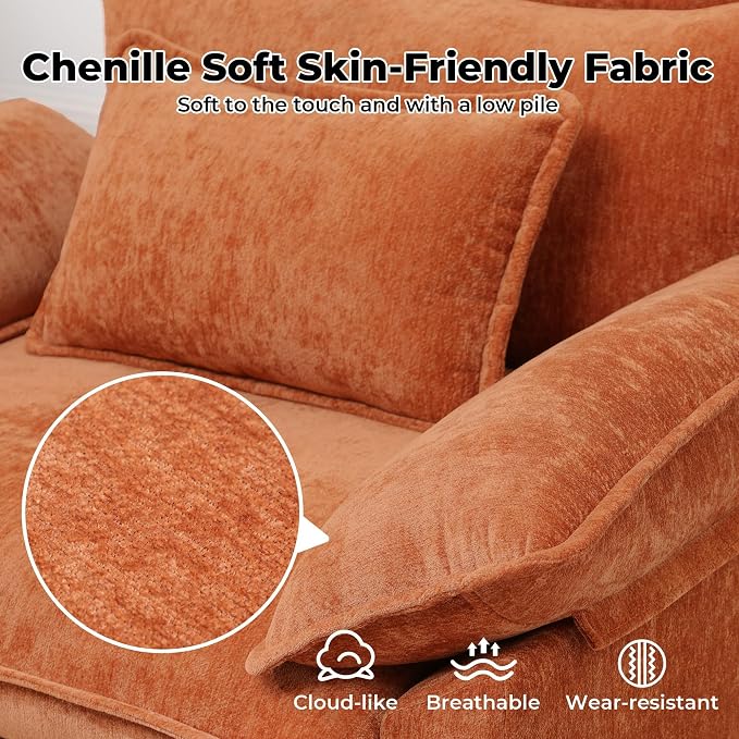 Oversized Accent Chairs Set of 2, Chenille Upholstered Cloud Sofa Chair Armchair - Image 4