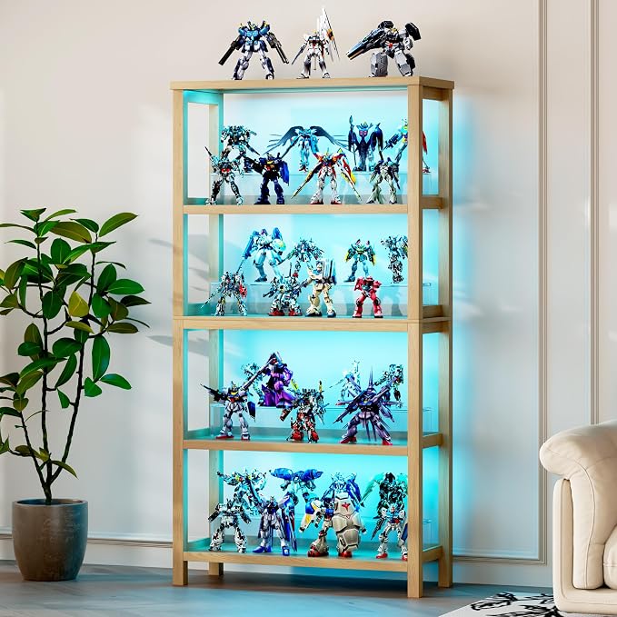 Vlsrka Wooden Bookshelf with Lights, 5 Tier Bookshelf with Storage, Tall - Image 7