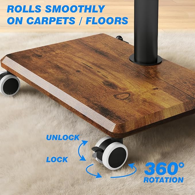 Rfiver Rolling TV Stand for 32 to 55 60 Inch TVs up to 88lbs, Height Adjustable - Image 7