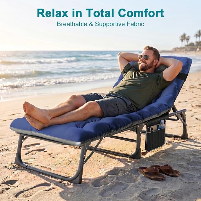 ABORON 2PK Heavy Duty Tanning Chair, 5-Gear Outdoor Folding Chaise Lounge Chair - Image 2