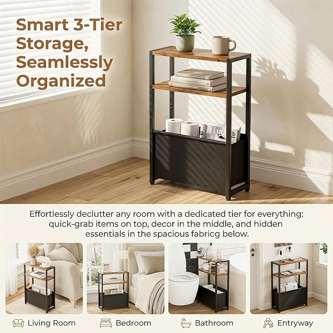 Leomonio Narrow Side Table, Slim End Tables - Image 4