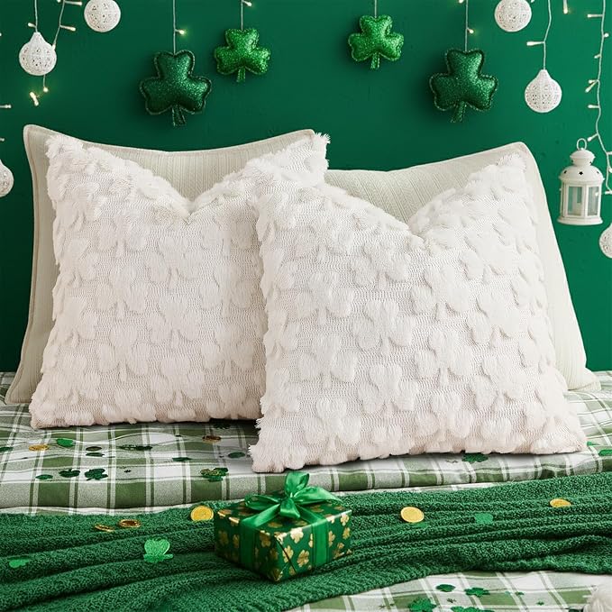 decorUhome St. Patrick’s Day Shamrock Pillow Covers 20x20 Inch Set of 2 - Image 5