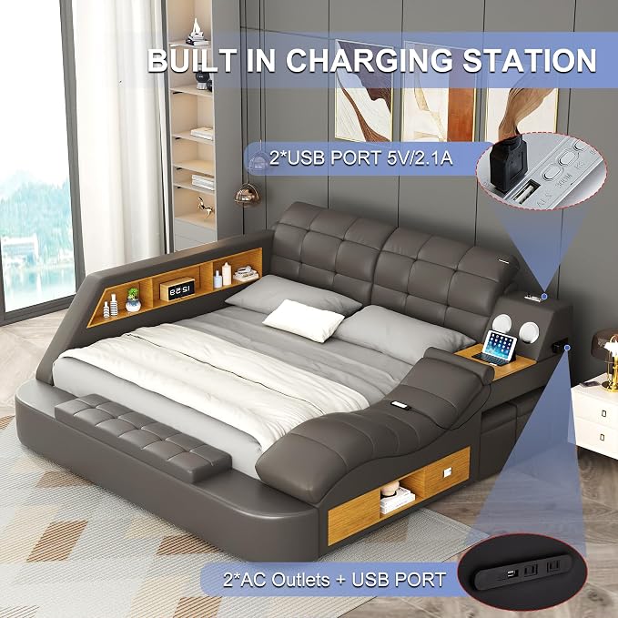 King Size Smart Multifunctional Bed Frame, Platform Bed - Image 4