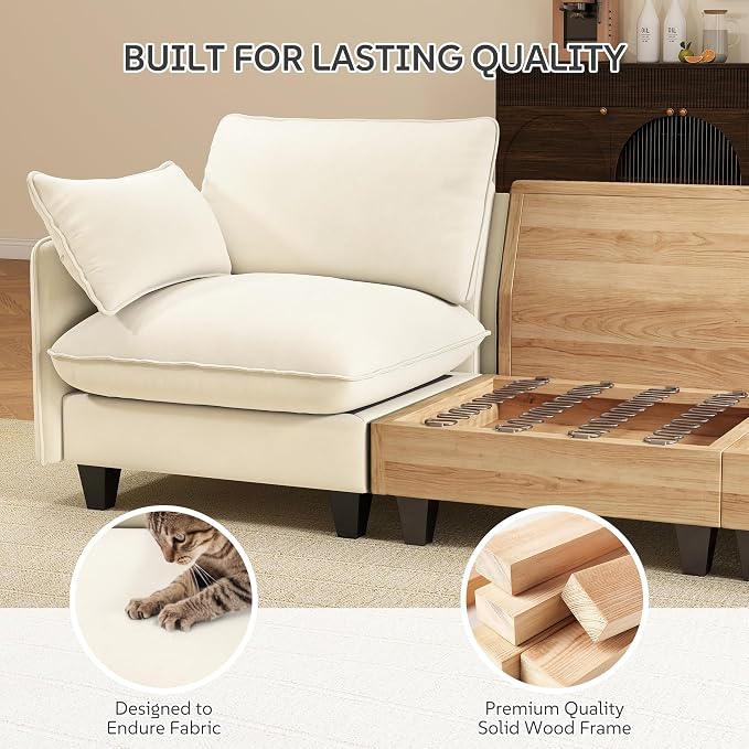 Ihanherry 105" Modular Sectional Sofa, L-Shaped Cloud Couch - Image 6