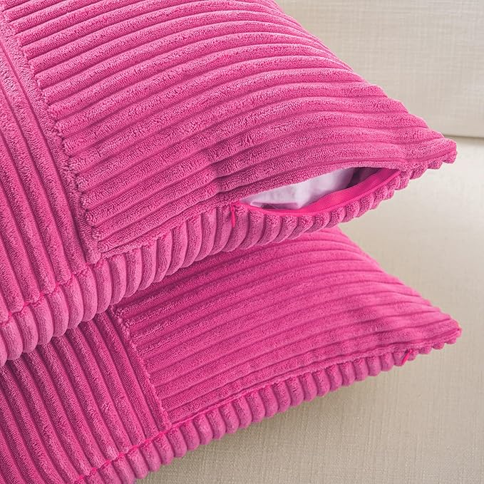 Fancy Homi 2 Packs Hot Pink Long Lumbar Decorative Throw Pillow Covers 12x24 - Image 4