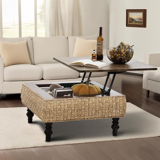 31.5" Lift Top Coffee Table for Living Room, Square Farmhouse Coffee Table by Novad%C3%A9chom