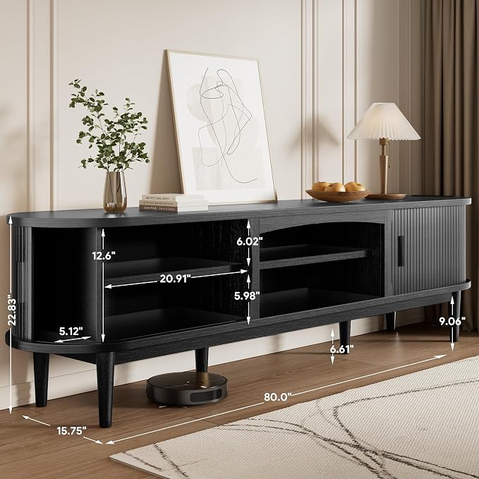 Decofy Mid Century TV Stand for TVs up to 90 Inches, Entertainment Center - Image 2