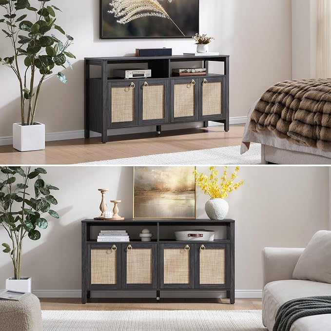 SICOTAS Rattan TV Stand for Television up to 65 Inch - Image 6