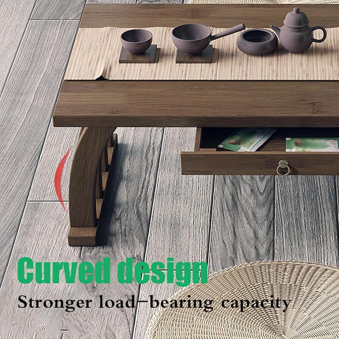 Portable Japanese Floor Table, Wooden Rectangular Coffee Table - Image 5