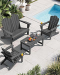 SERWALL 4 Pieces HDPE Patio Adirondack Chair Set, 2 Adirondack Chair by SERWALL