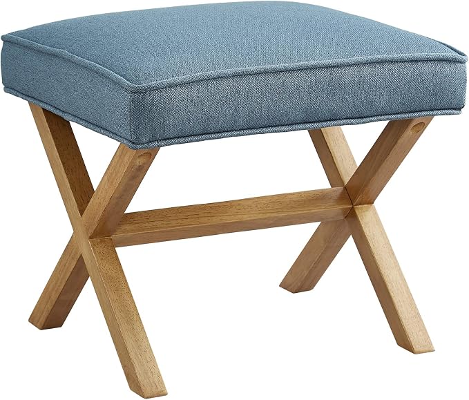 Amazon Brand – Rivet Mid-Century Modern X Stool Ottoman Chair, Indigo by AmazonBasics