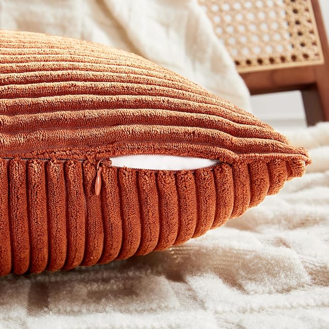 Fancy Homi Set of 2 Burnt Orange Decorative Throw Pillow Covers 26x26 Inch - Image 4