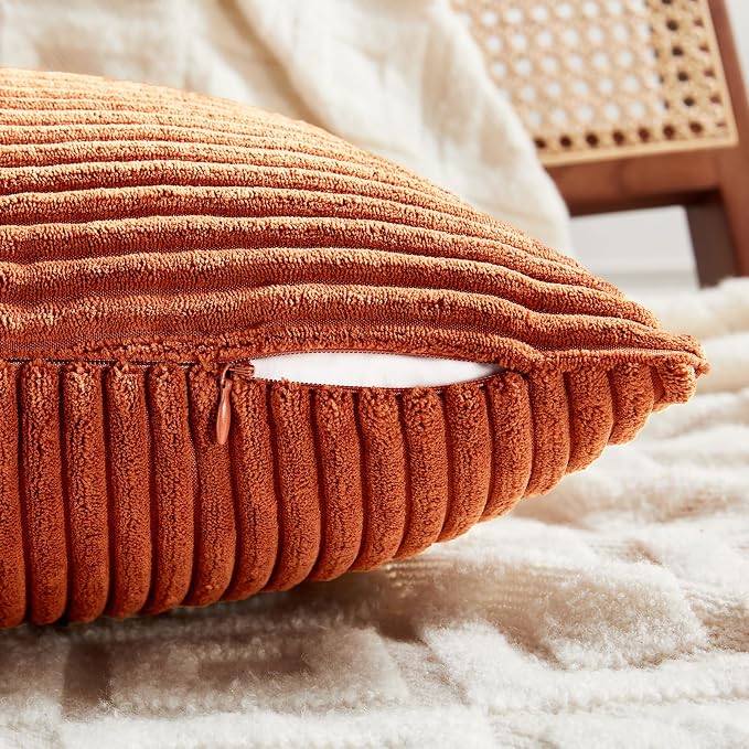 Fancy Homi Set of 2 Burnt Orange Decorative Throw Pillow Covers 24x24 Inch - Image 3