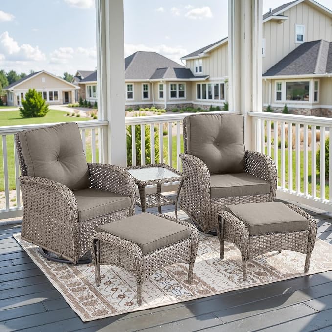 Belord 5 Piece Swivel Rocker Glider Outdoor Chairs Set of 2 by Belord