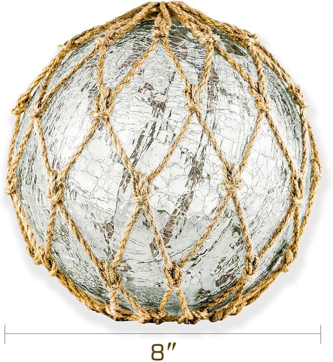 SAILINGSTORY Glass Fishing Float Nautical Lamp Coastal Beach Decor Cracked - Image 2