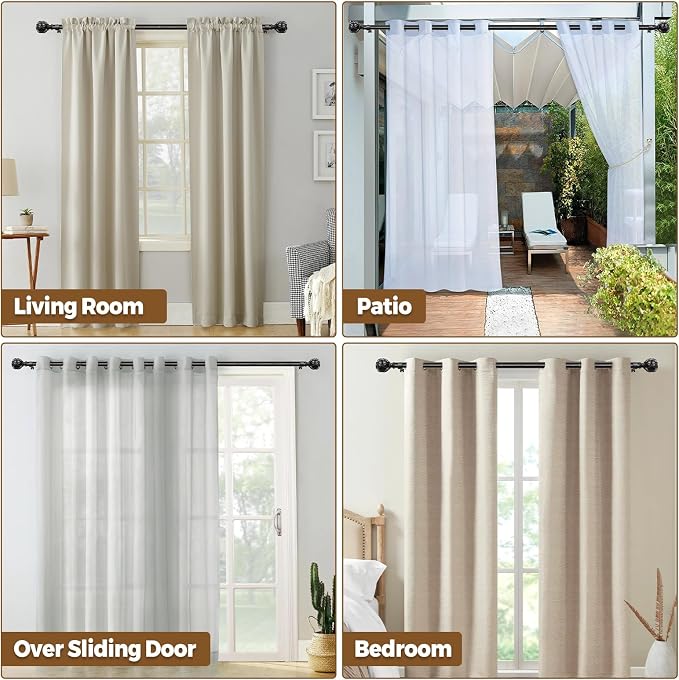 KAMANINA 2 Pack Curtain Rods for Windows 48 to 84 Inch, 7/8 Inch Single - Image 8