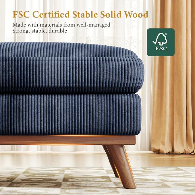 Vesgantti Large Ottoman for Modular Sofa, 29.5" Corduroy Ottoman - Image 4