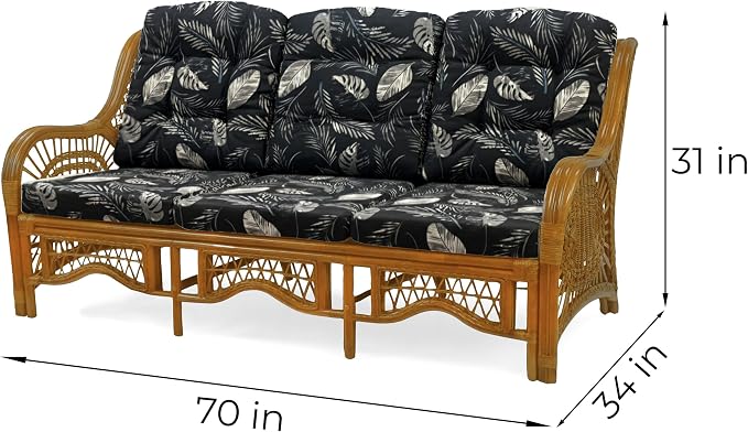 Malibu Lounge Set of 4: 2 Natural Rattan Wicker Chairs, Three-Seater Sofa and - Image 4
