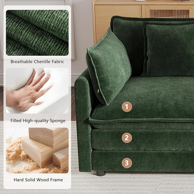 mikibama Luxury Oversized 3 Piece Sofa Set, 2 Pieces of 2 Seater and 1 Piece of - Image 4
