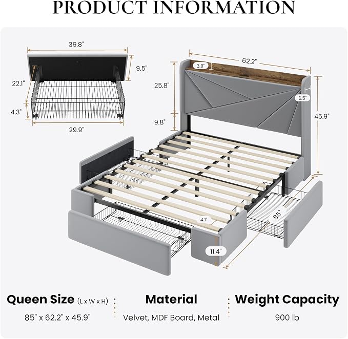 SHA CERLIN Queen Bed Frame - Image 2