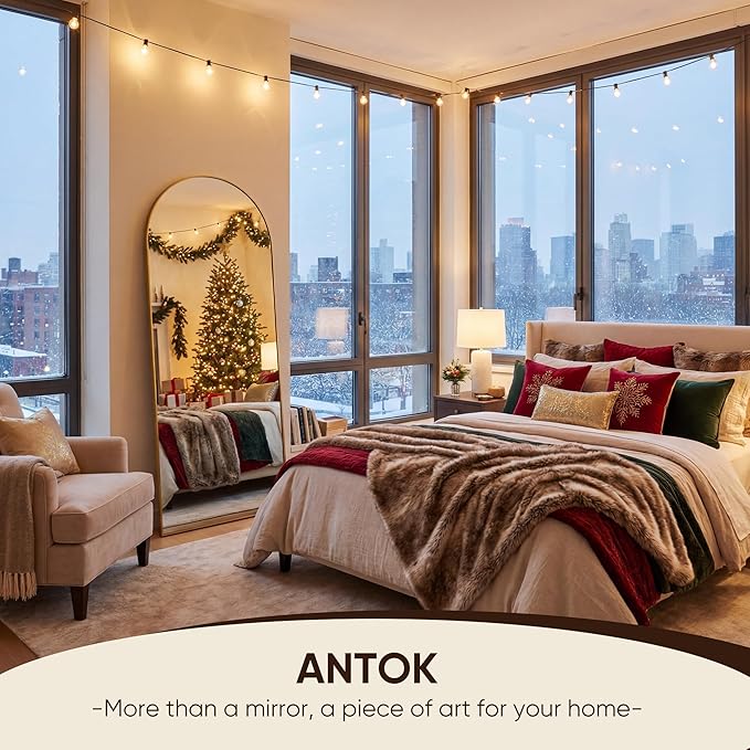 Antok 71" x28” Arched Full Length Floor Mirror, Free Standing/Wall Mount/Leaning - Image 3