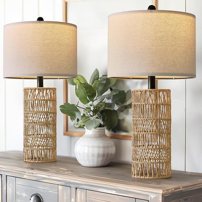OYEARS 22.5" Boho Table Lamps Set of 2 by OYEARS