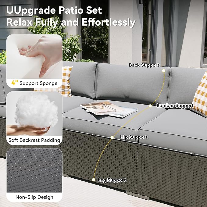 Aoxun Patio Furniture Set, 7 Piece Outdoor Sectional Sofas - Image 3