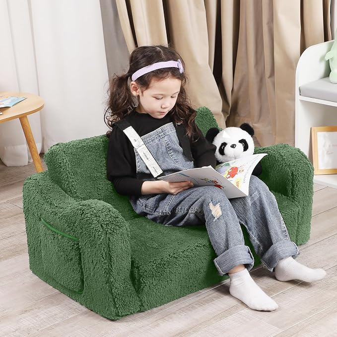 MOMCAYWEX Kids Sofa, 2-in-1 Flip-Out Foam Couch, Soft Play Lounge Chair - Image 2